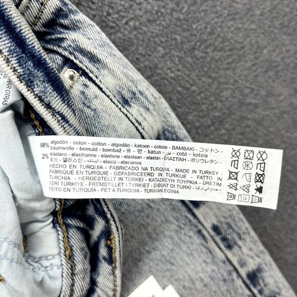 Zara Jeans Womens 10 High Rise Wide Leg Button Fly Raw Hem Light Wash Denim Flaw - Picture 12 of 16